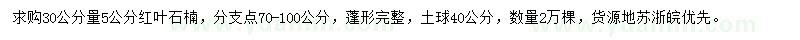 求購30量5公分紅葉石楠