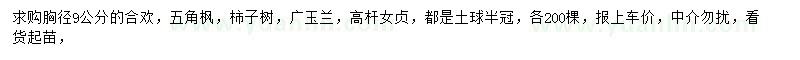 求購(gòu)合歡、五角楓、柿子樹(shù)等