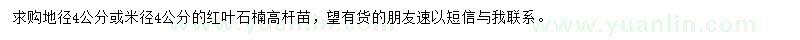 求購地徑4公分紅葉石楠