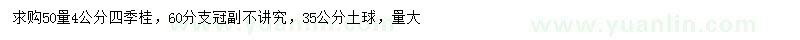 求購(gòu)50量4公分四季桂