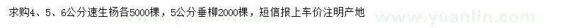 求購4、5、6公分速生楊、5公分青垂