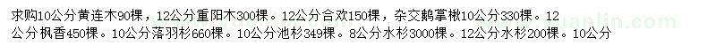 求購黃連木、重陽木、合歡等