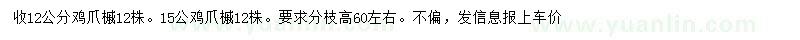 求購12、15公雞爪槭