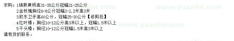 求購(gòu)錦熟黃楊、金枝槐、膠東衛(wèi)矛等