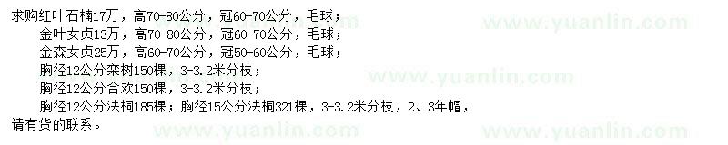 求購紅葉石楠、金葉女貞、金森女貞等