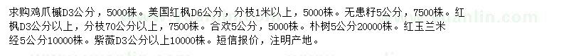 求購(gòu)雞爪槭、美國(guó)紅楓、無(wú)患籽等