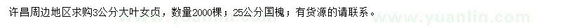 求購3公分大葉女貞、25公分國槐