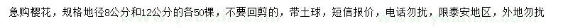 求購地徑8、12公分櫻花