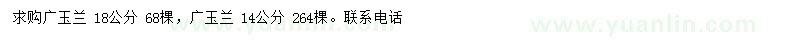 求購(gòu)14、18公分廣玉蘭