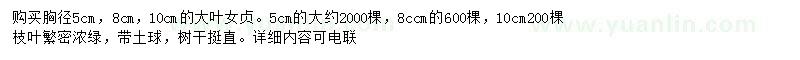 求購(gòu)5、8、10公分大葉女貞
