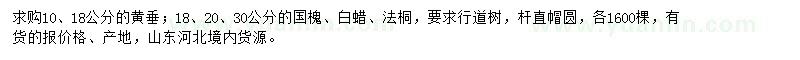 求購(gòu)黃垂、國(guó)槐、白蠟等