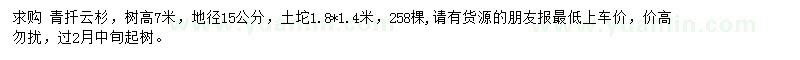 求購高7米青扦云杉