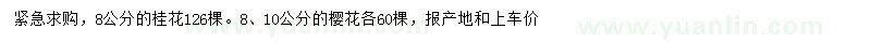 求購(gòu)8公分桂花、8、10公分櫻花
