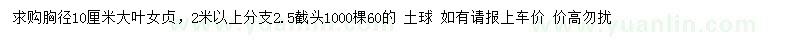 求購胸徑10公分大葉女貞
