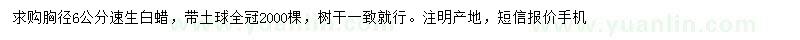 求購胸徑6公分速生白蠟