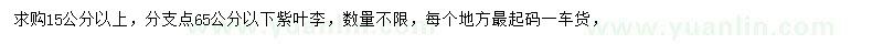 求購15公分以上的紫葉李