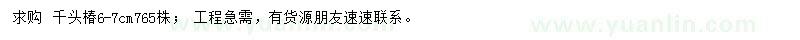 求購6-7公分千頭椿