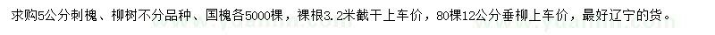求購刺槐、柳樹、國槐等