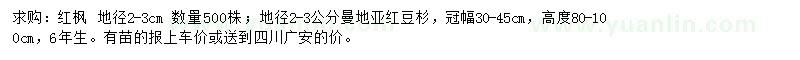 求購地徑2-3公分紅楓、曼地亞紅豆杉