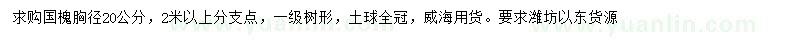 求購胸徑20公分國槐