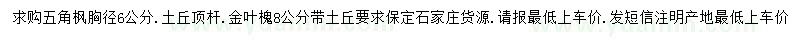 求購(gòu)胸徑6公分五角楓、8公分金葉槐