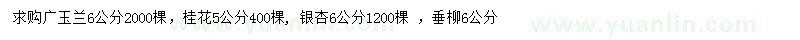 求購廣玉蘭、桂花、銀杏等