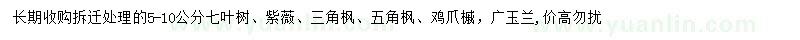 求購七葉樹、紫薇、三角楓等