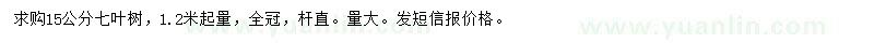 求購15公分七葉樹