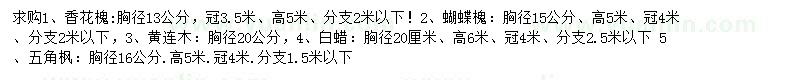 求購香花槐、蝴蝶槐、黃連木等