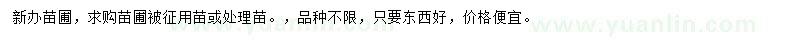 求購被征用苗或處理苗