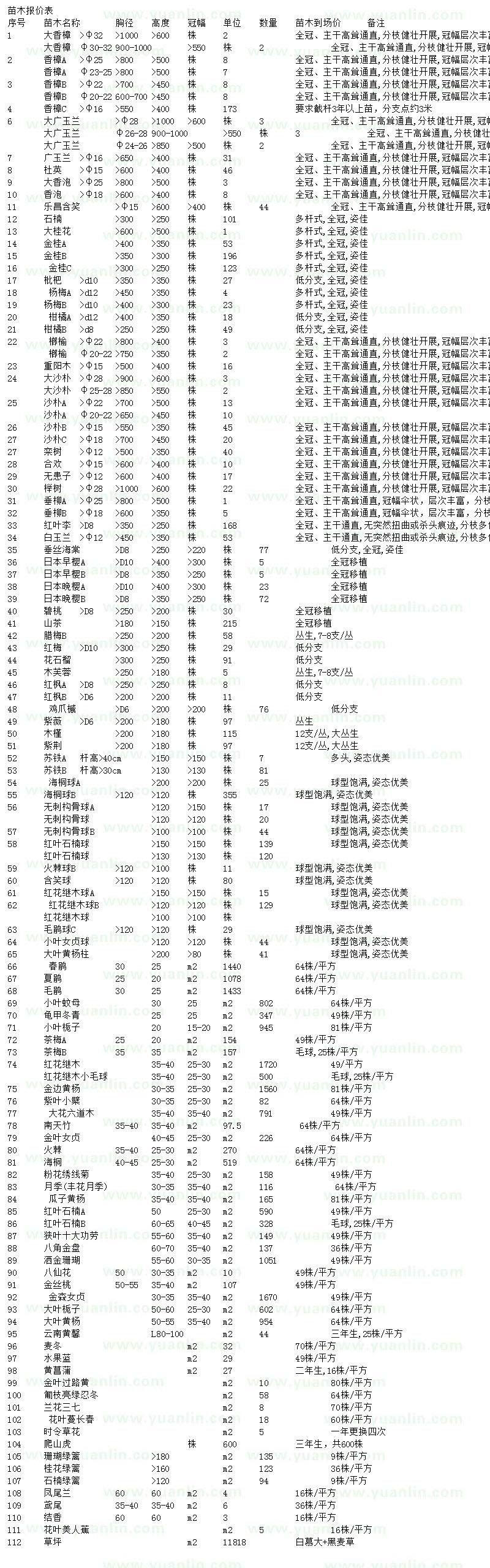 求購(gòu)香樟、廣玉蘭、杜英等