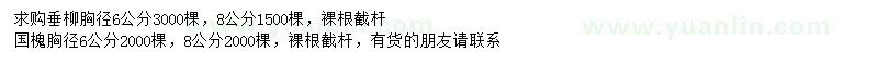 求購(gòu)6、8公分垂柳、國(guó)槐
