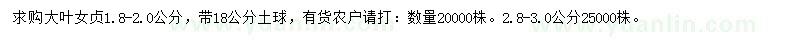 求購1.8-2、2.8-3公分公分大葉女貞