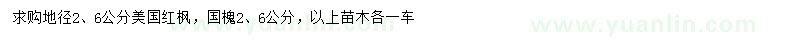 求購地徑2、6公分美國紅楓、2、6公分國槐