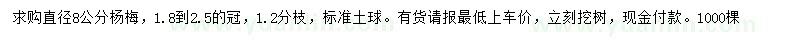 求購直徑8公分楊梅