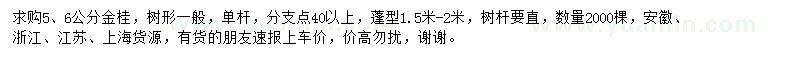 求購5、6公分金桂