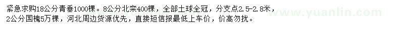 求購青垂、北欒、國槐