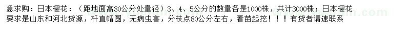 求購3、4、5公分日本櫻花