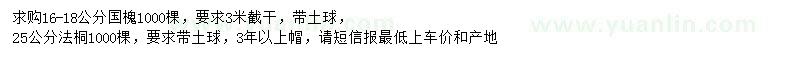 求購(gòu)16-18公分國(guó)槐、25公分法桐