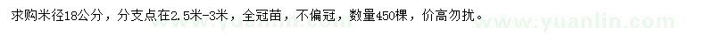 求購米徑18公分欒樹