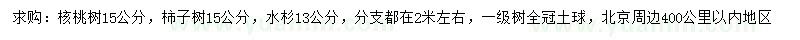 求購核桃樹、柿子樹、水杉
