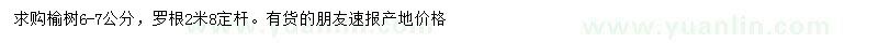 求購6-7公分榆樹
