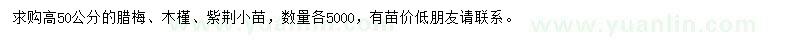求購臘梅、木槿、紫荊小苗