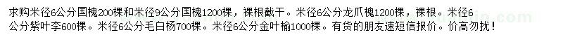 求購國槐、龍爪槐、紫葉李等