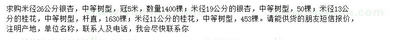 求購(gòu)米徑19、26公分銀杏、米徑13、11公分桂花