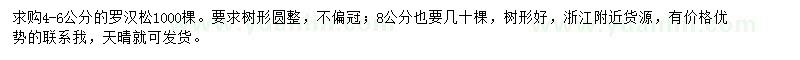 求購(gòu)4-6、8公分羅漢松