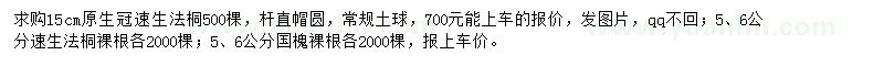 求購速生法桐、國槐
