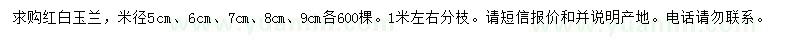 求購米徑5、6、7、8公分紅白玉蘭