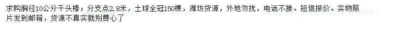 求購(gòu)胸徑10公分千頭椿