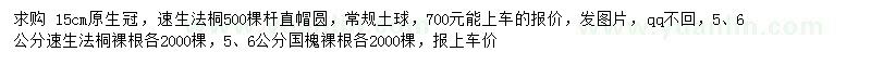求購(gòu)5、6、15公分速生法桐、5、6公分國(guó)槐